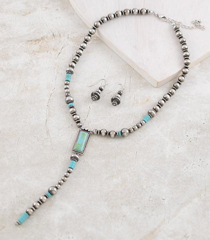 Navajo Pearl Stone Lariat Necklace