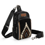 Wrangler Black Southwestern Knitted Sling Bag