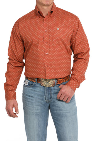 Cinch Men’s Orange Steer Print Shirt