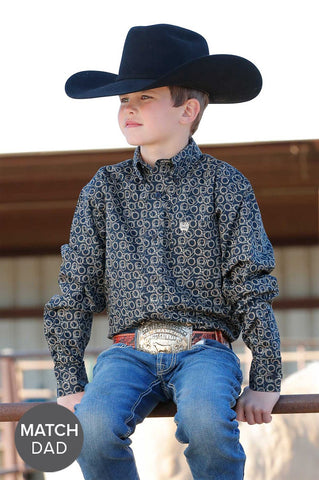 Cinch Boy’s Navy Rope Print Shirt