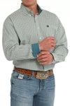 Cinch Men's White & Teal Geo Print Shirt