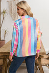 Colorful Striped Patch Pocket Shirt