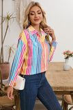 Colorful Striped Patch Pocket Shirt