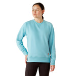 Ariat Women's Rebar Fleece Crewneck Sweatshirt - Milky Blue