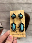 Genuine Black Onyx and Turquoise Dangle Earrings