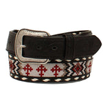 Southwestern Cross Embroidered Black Men’s Belt