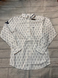 Ariat Men’s Long Sleeve Fitted Team Perkins Shirt- White & Navy