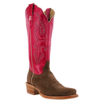 R. Watson Women’s Cider Brown Fuchsia Goat Rough Out Boot