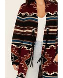 Southwestern Print Women's Long Concho Cardigan