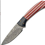 Damascus Fixed Blade Flag Knife