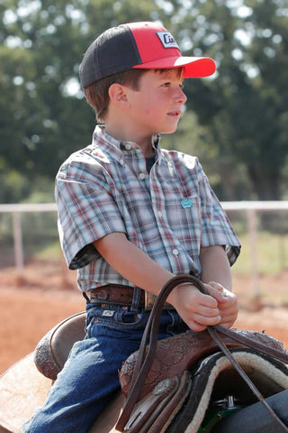 Cinch Boy's Blue & Red Plaid Shirt