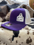 Purple & White Pig Patch Cap