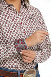 Cinch Women’s Cream & Burgundy Geo Print Shirt