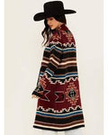 Southwestern Print Women's Long Concho Cardigan