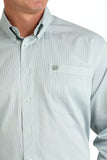 Cinch Men's Tencel Green & White Micro Stripe Shirt