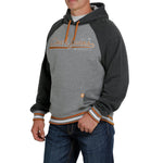 Cinch Men's Raglan Fleece Vintage Grey Sweatshirt Hoodie