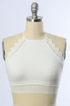 Ivory High Neck Crochet Lace Trim Bralette