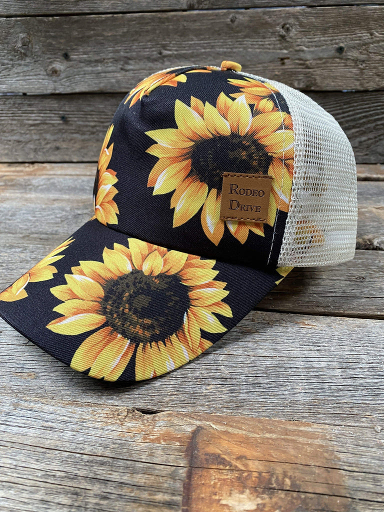 Turquoise Sunflower Trucker Hat