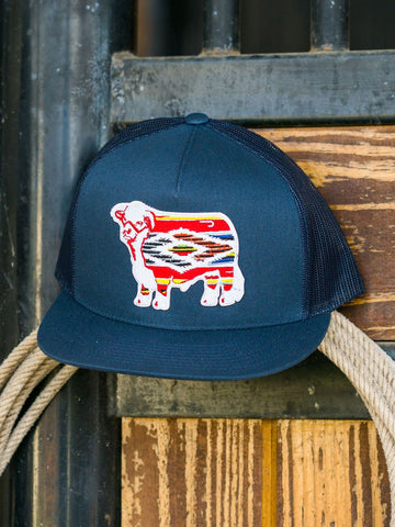 Lazy J Ranch Wear Navy Serape Bull Cap