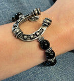 Black Horse Shoe Bracelet with Cross Charm