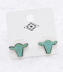 Turquoise Cow Head Earrings