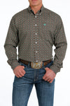 Cinch Men’s Brown/Green/ White Geo Print Shirt