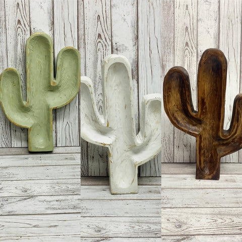 Wooden Cactus Shaped Bowls