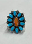 Turquoise & Spiny Oyster Sterling Silver Ring