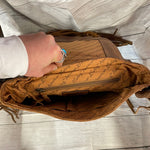 Saddle Blanket & Tooled Leather With Fringe Shoulder Bag