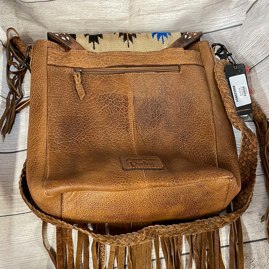 Buffalo Leather Fringe Handbag, Saddle, Small